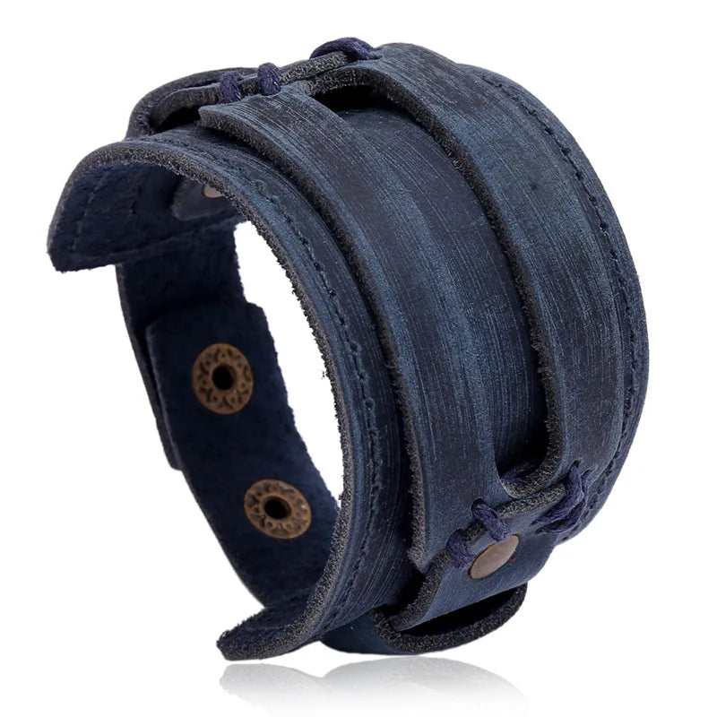Genuine Leather Wide Cuff Bracelet