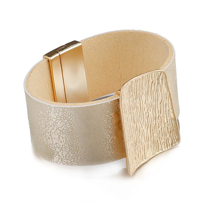 Genuine Leather Wide Wrap Bracelet