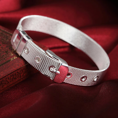 Sterling Silver Mesh Belt Buckle Bracelet