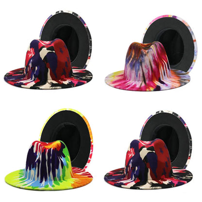 Colourful Wide Brim Panama Fedora Hat