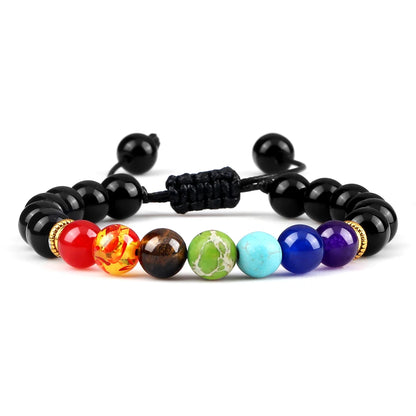 2Pcs Set - 7 Chakra Natural Stone Beaded Bracelets
