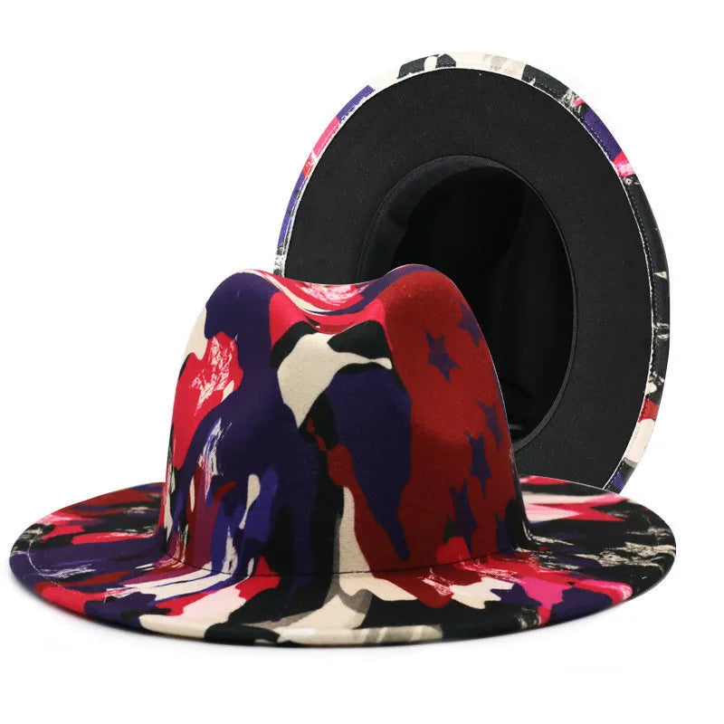 Colourful Wide Brim Panama Fedora Hat