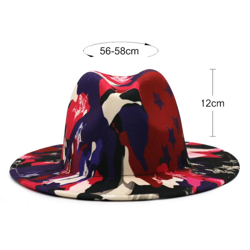 Colourful Wide Brim Panama Fedora Hat