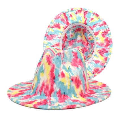 Colourful Wide Brim Panama Fedora Hat