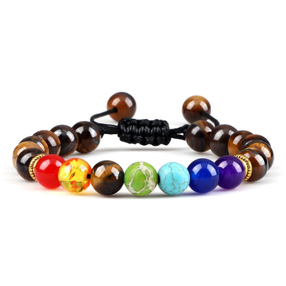 2Pcs Set - 7 Chakra Natural Stone Beaded Bracelets