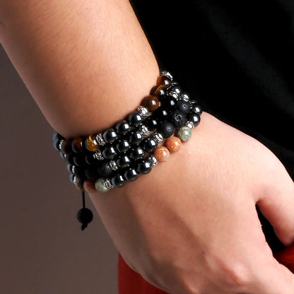 Two Tone Natural Stone Beads Bracelet