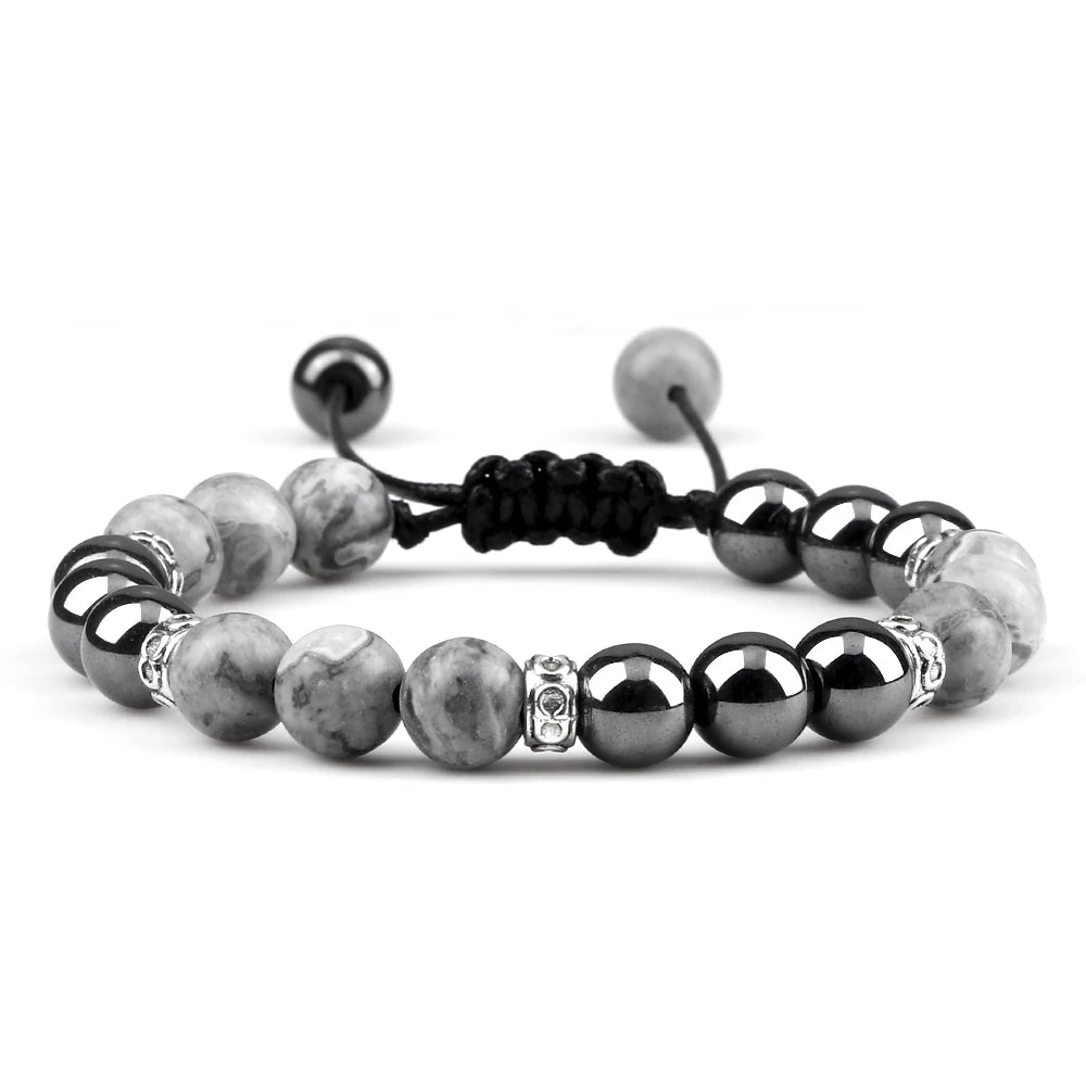 Two Tone Natural Stone Beads Bracelet