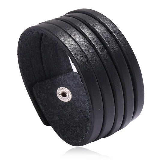 Men's Classic Wide Genuine Leather Bracelet