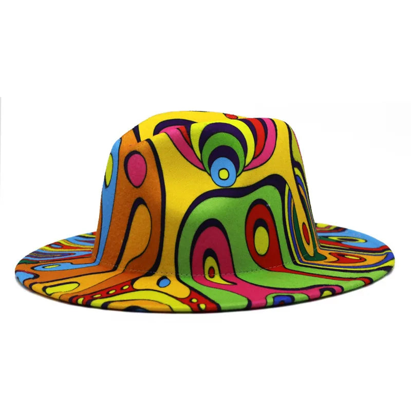 Colourful Wide Brim Panama Fedora Hat
