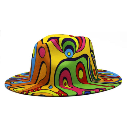 Colourful Wide Brim Panama Fedora Hat