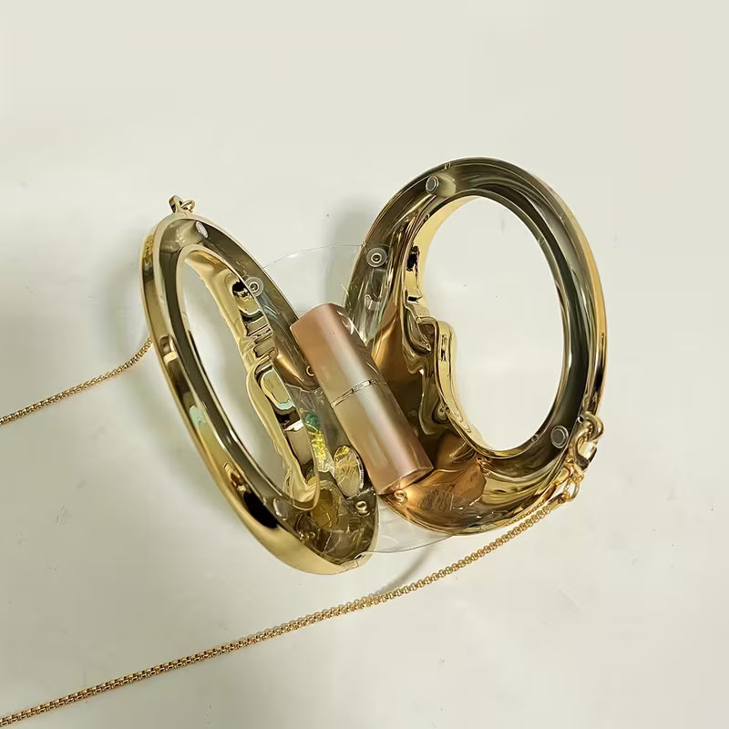 Metallic Crescent Moon Face Mini Purse