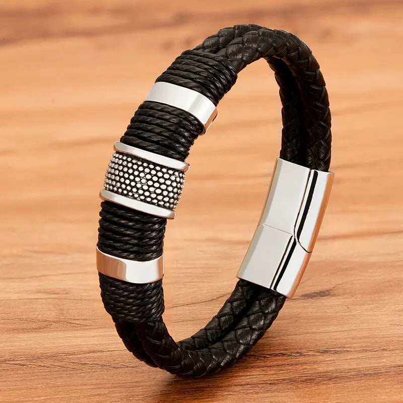 Black Leather Rope Retro Bracelet