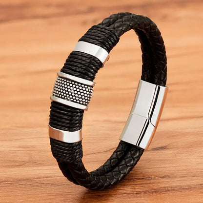 Black Leather Rope Retro Bracelet