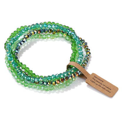 4Pcs Crystal Glass Bead Bracelet Set with Tag