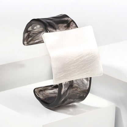 Geometric Matte Square Wide Cuff Bangle Bracelet