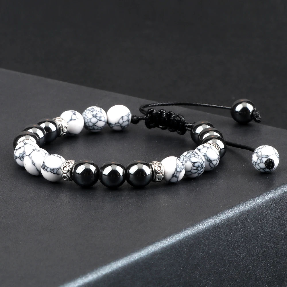 Two Tone Natural Stone Beads Bracelet