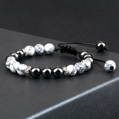 Two Tone Natural Stone Beads Bracelet