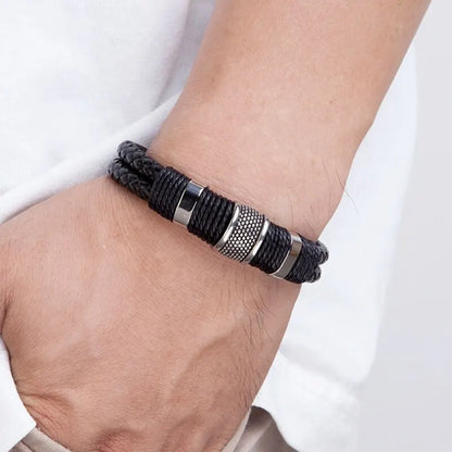Black Leather Rope Retro Bracelet