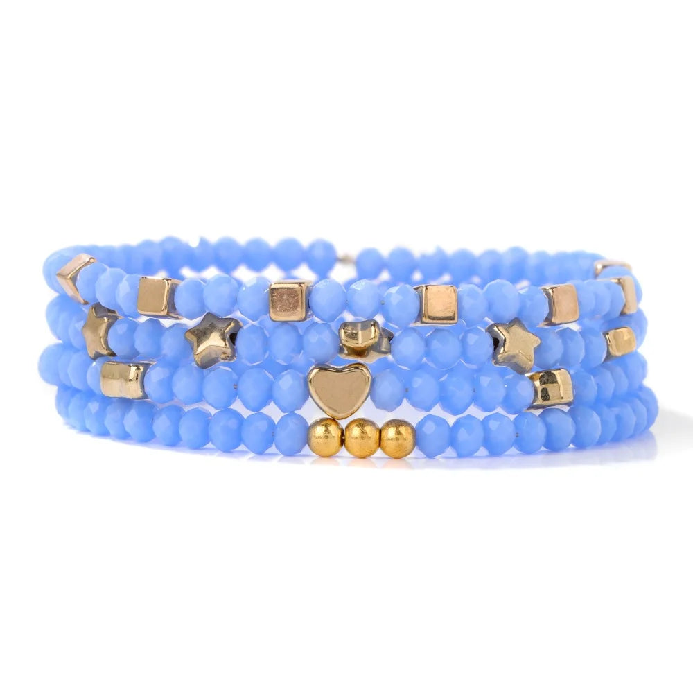 4Pcs Set Crystal Glass Bead Bracelet