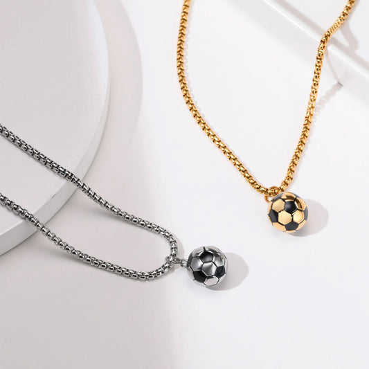 3D Football Pendant Chain Necklace