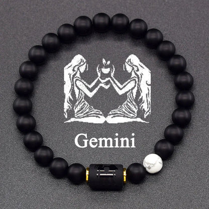 Zodiac Signs Constellation Bracelet - Black Agate
