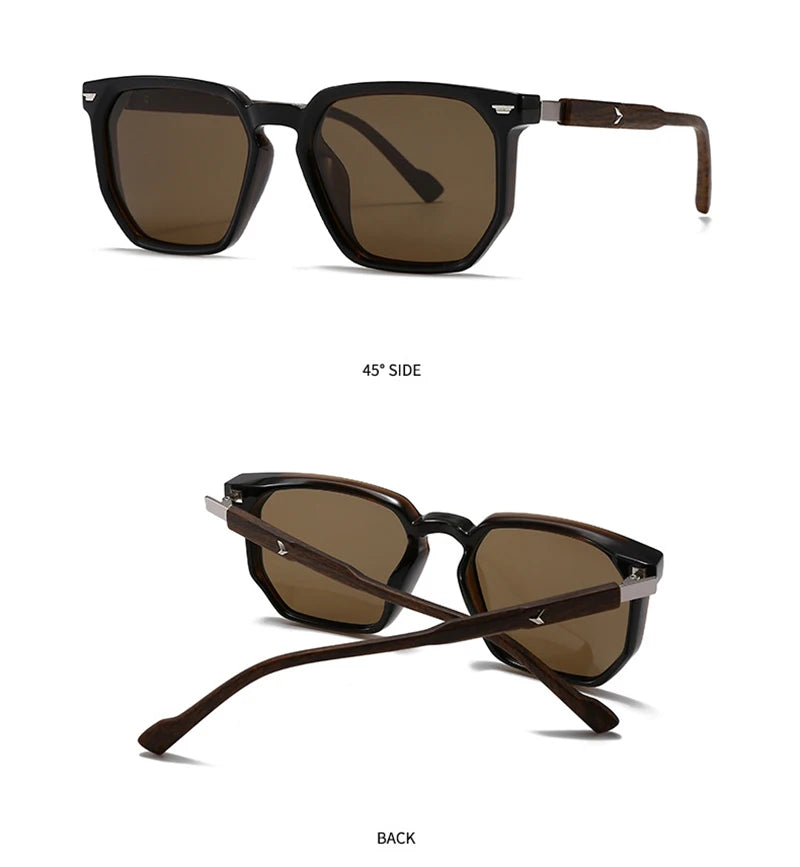 Sunglasses shown from different angles on a white background