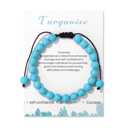 Natural Stone Beads Adjustable Bracelet with Card