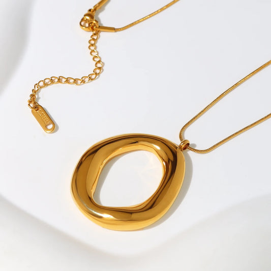 18K Gold Plated Irregular Circular Pendant Necklace