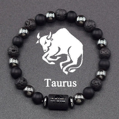Zodiac Signs Constellation Bracelet - Black Lava