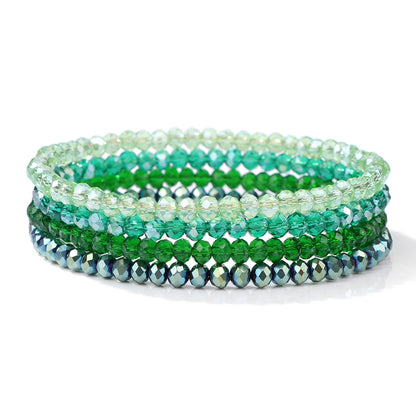 4Pcs Crystal Glass Bead Bracelet Set with Tag