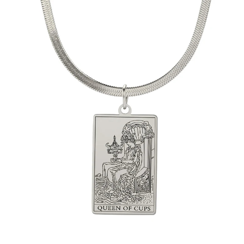 Tarot Card Pendant Snake Chain Necklace