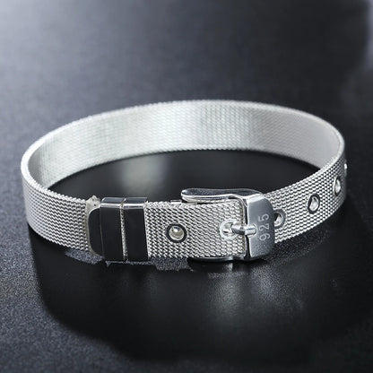 Sterling Silver Mesh Belt Buckle Bracelet