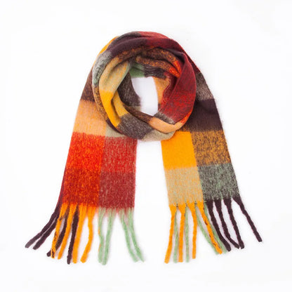 Large Colourful Check Pattern Shawl Scarf