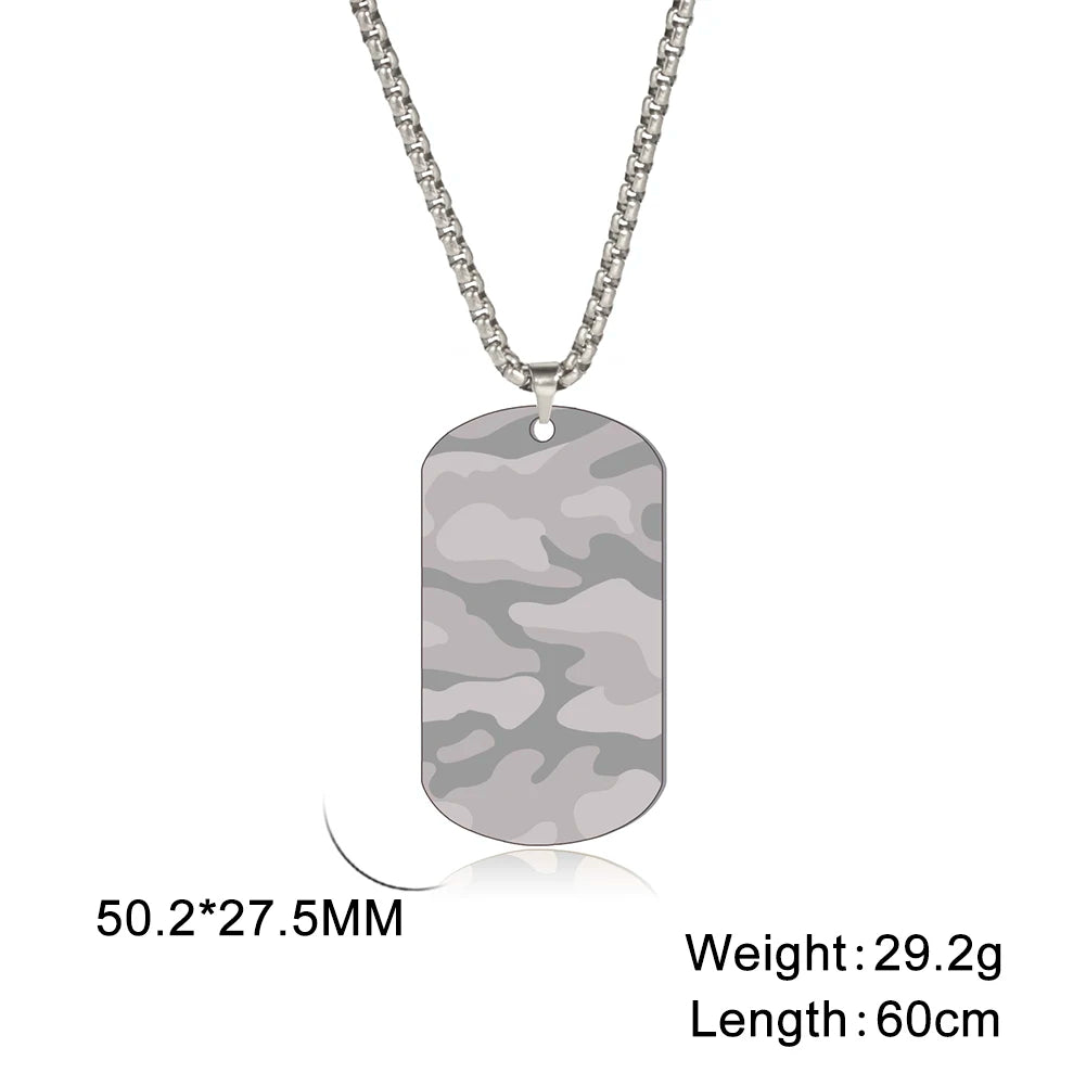Camouflage Military Dog Tag Chain Necklace