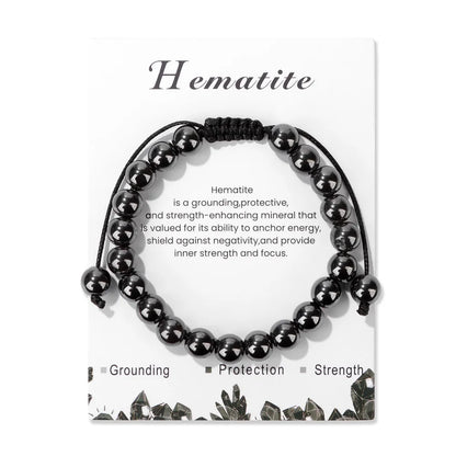 Natural Stone Beads Adjustable Bracelet with Card