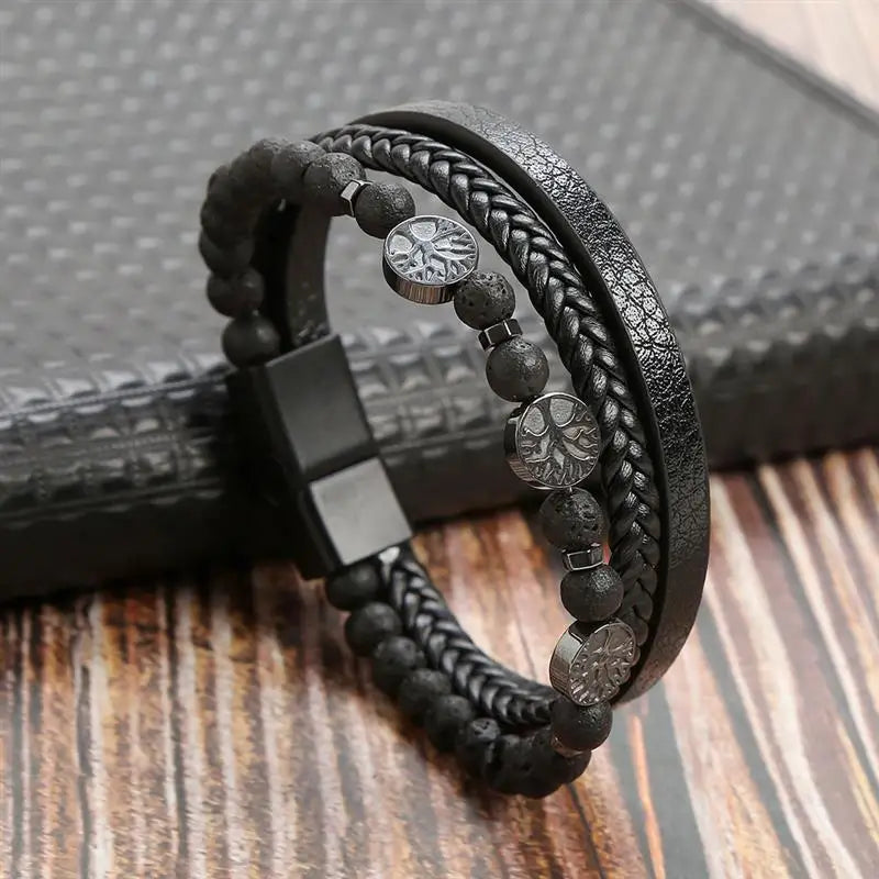 Fashion Strand Bead Leather Bracelet