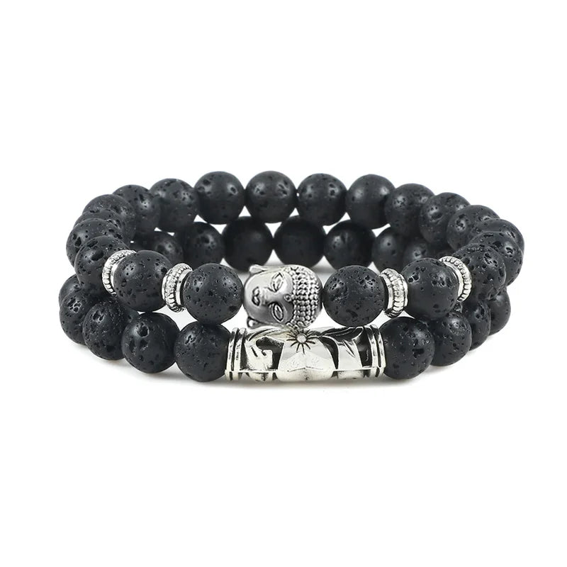 2pcs Set Natural Stone Charm Bracelet