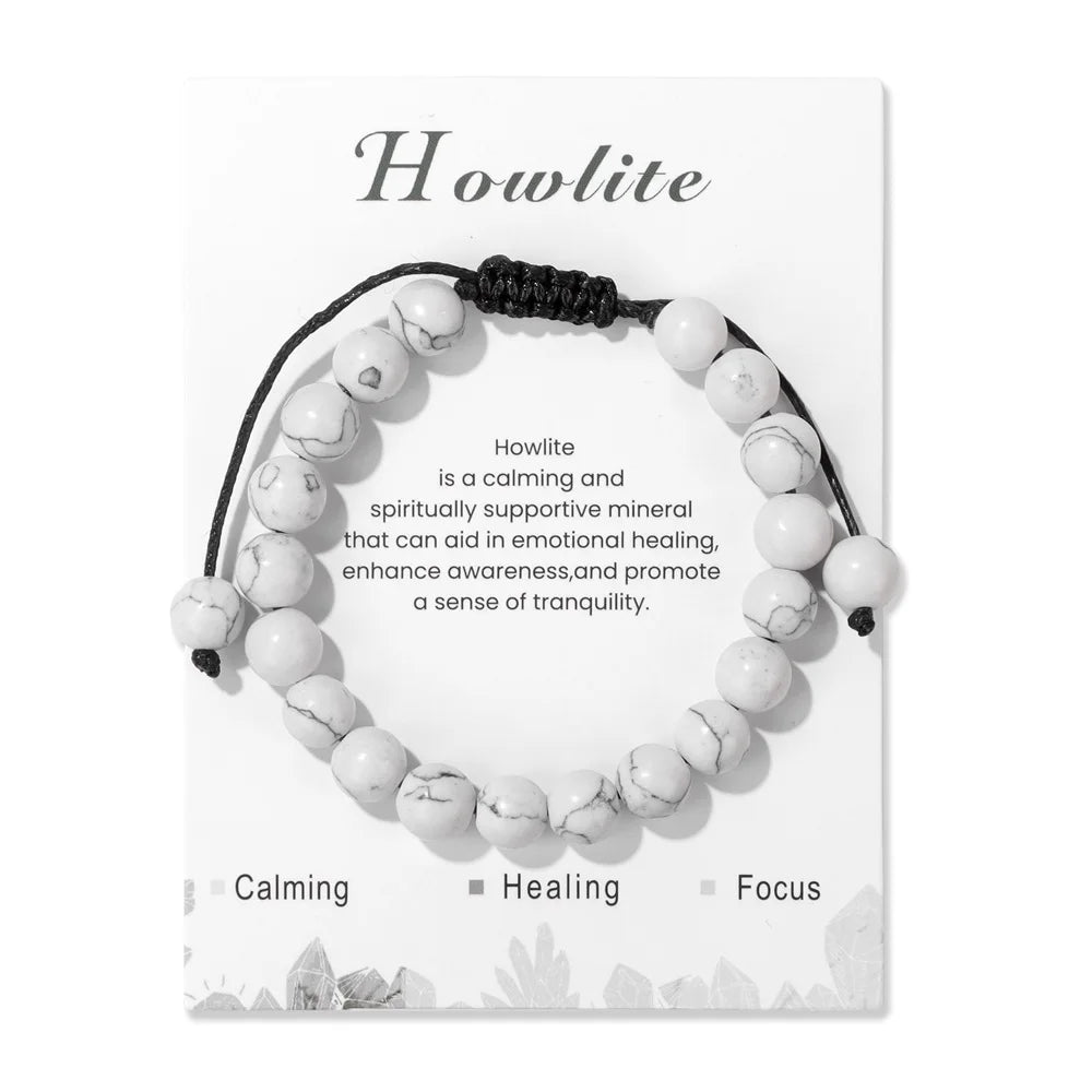 Natural Stone Beads Adjustable Bracelet with Card
