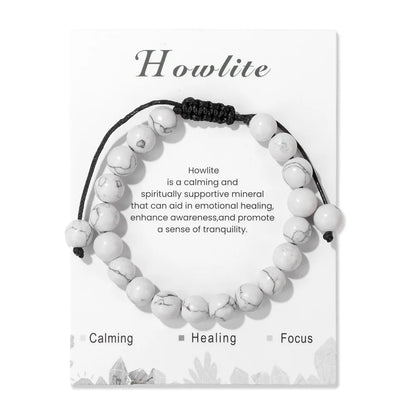 Natural Stone Beads Adjustable Bracelet with Card