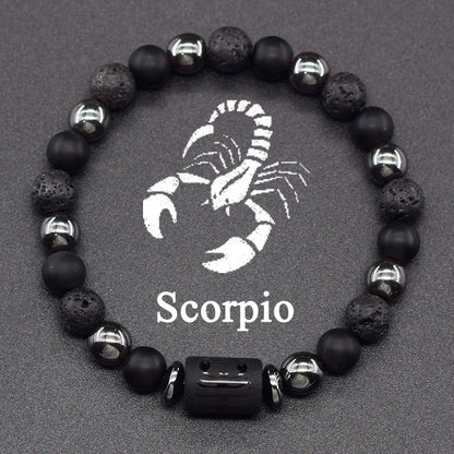 Zodiac Signs Constellation Bracelet - Black Lava