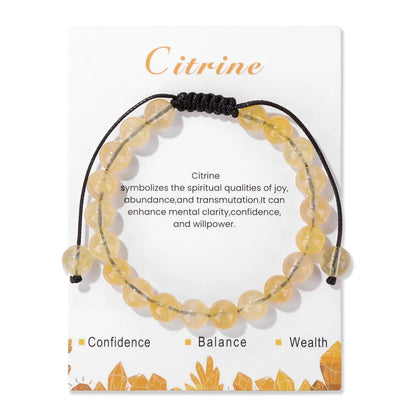 Natural Stone Beads Adjustable Bracelet with Card