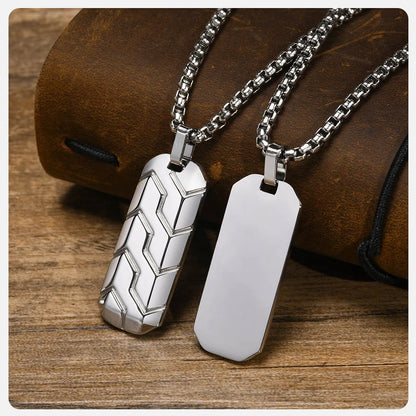 Tyre Pattern Military Army Style Dog Tag Pendant Necklace