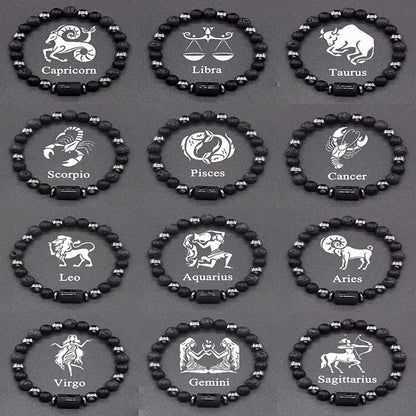 Zodiac Signs Constellation Bracelet - Black Lava