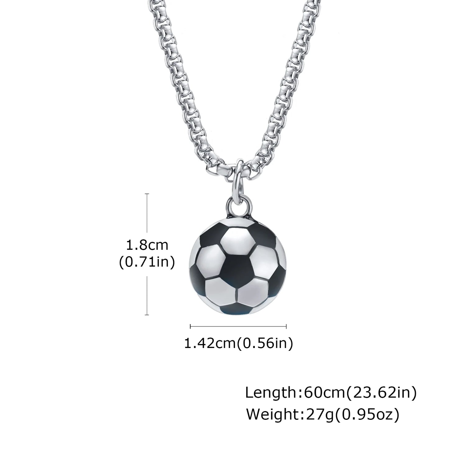 3D Football Pendant Chain Necklace