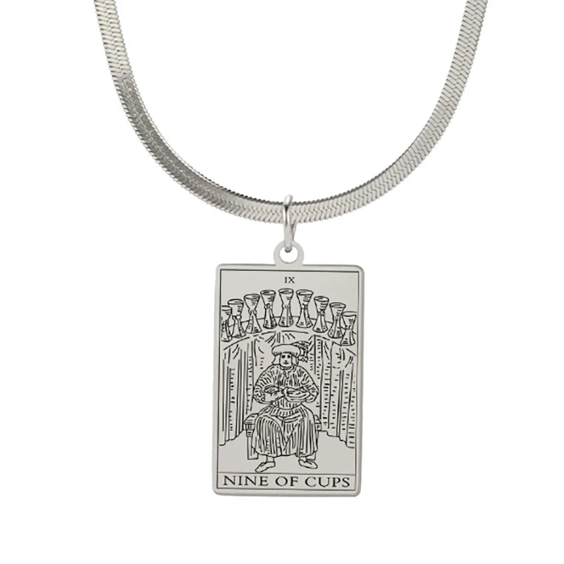 Tarot Card Pendant Snake Chain Necklace