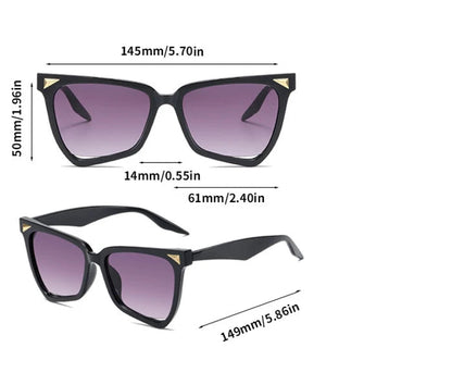 Sunglasses with dimensions on a white background