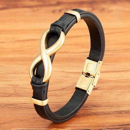 Infinity Symbol Men's Leather Bracelet