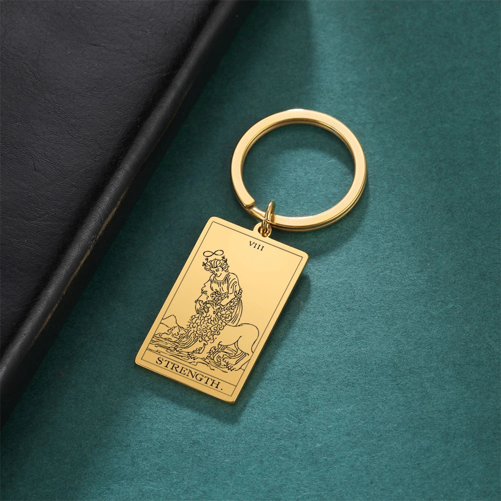 Gold Plated Tarot Card Keyring