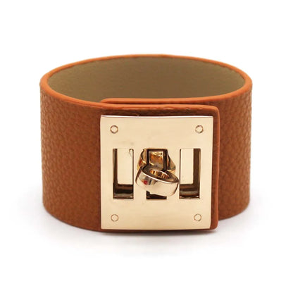 Leather Wide Wrap Bracelet