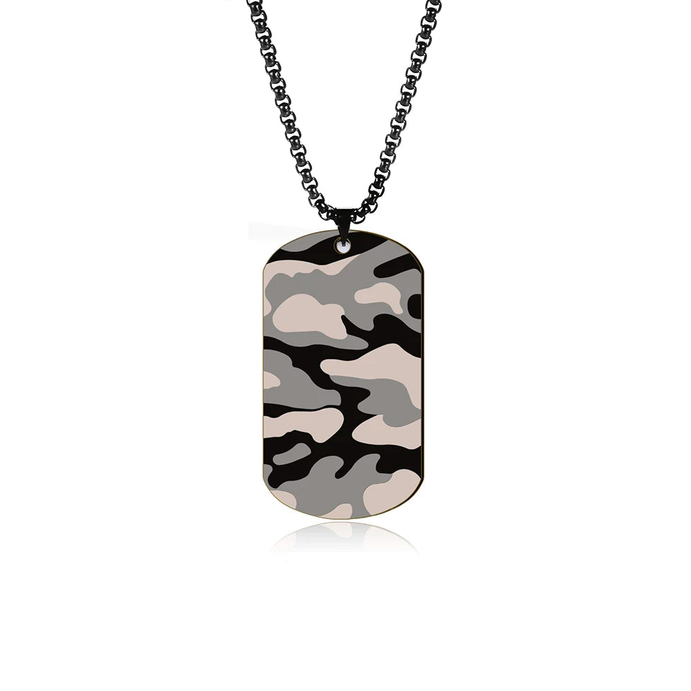 Camouflage Military Dog Tag Chain Necklace